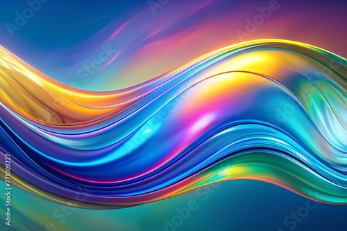 Holographic Fluid Wave Illustration blue,green, yellow, Background: A Seamless Fusion of Artistic Expression and Futuristic Design Sensibilities, Business Background