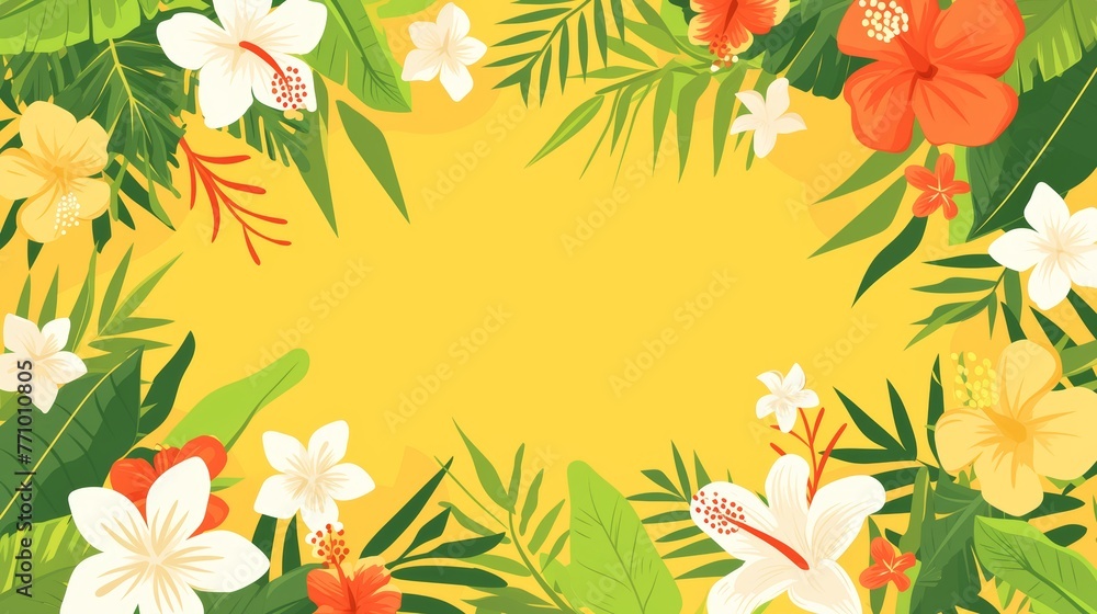 bright summer theme horizontal frame for social media, greeting card, blank space for text in the center, sales promotion banner with colorful flat design style bright summer theme horizontal frame for social media, greeting card, blank space for text in the center, sales promotion banner with colorful flat design style