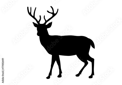 Icono negro de ciervo en fondo blanco.
