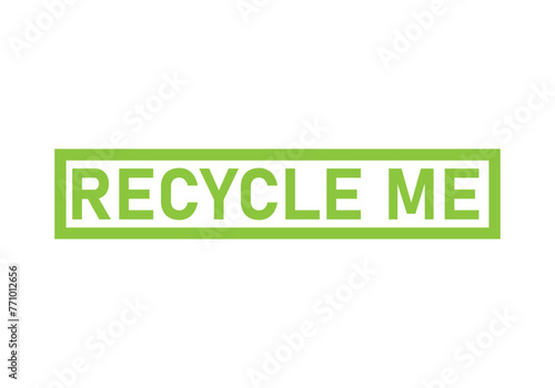 Pegatina verde con la palabra reciclaje en fondo blanco.