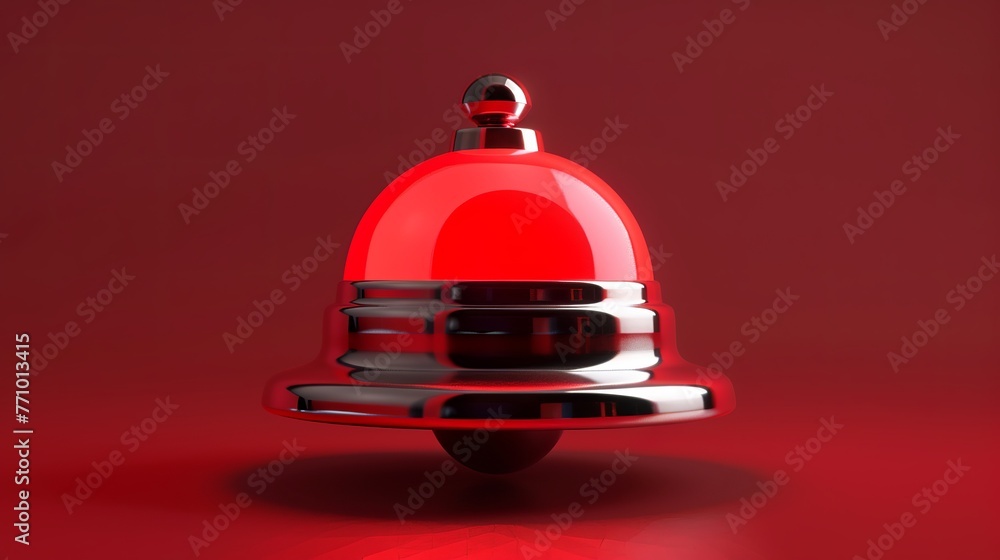 A 3D rendering portrays a red danger attention bell or red emergency notification alert icon, emphasizing the importance of security and urgency.