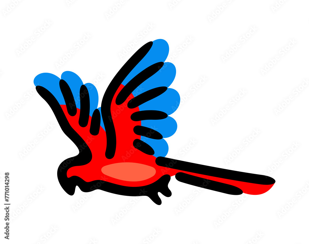 Ara parrot, macaw parrot or parrot macaw in flight. Bird, animal, popinjay, poll-parrot or parakeet, illustration Ara parrot, macaw parrot or parrot macaw in flight. Bird, animal, popinjay, poll-parrot or parakeet, illustration