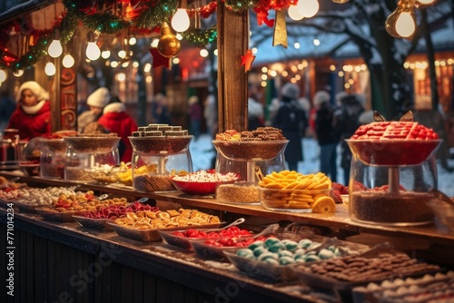 Vibrant Temptations: A Kaleidoscope of Colorful Candies Adorns a Charming Stall, Inviting Sweet Toothed Delights and Whimsical Moments of Indulgence