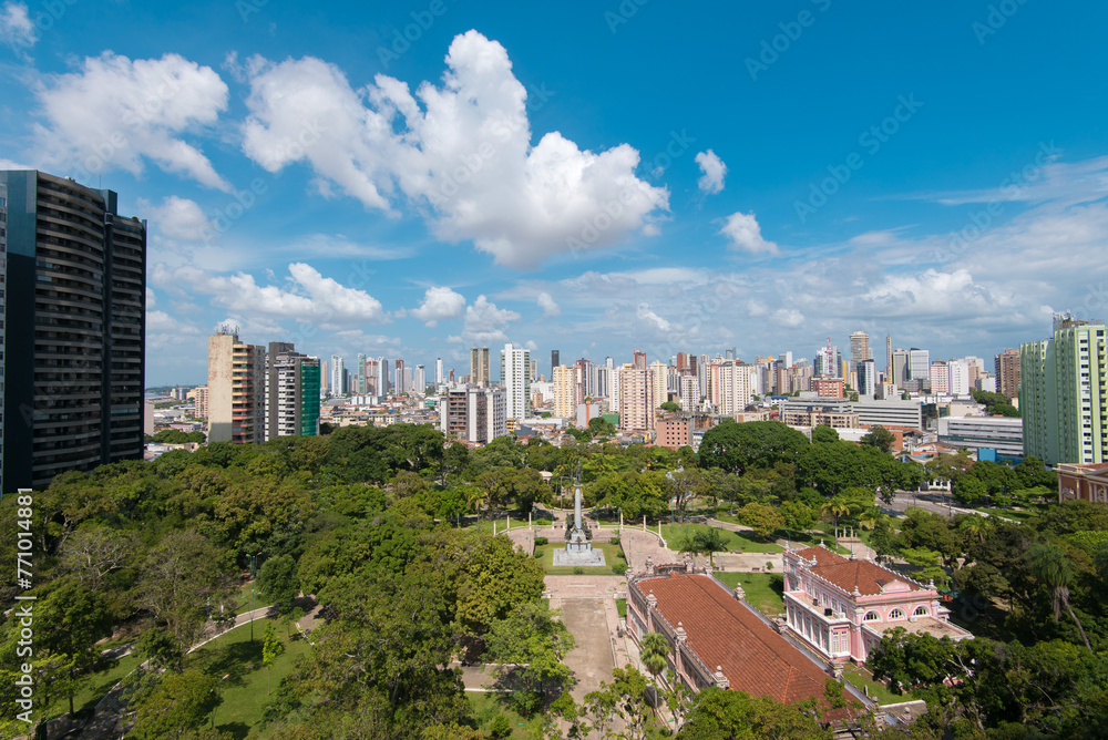 Belem City Skyline With Public Park Below and Cloudy Sky Above