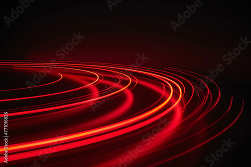 Red abstract light waves on a dark background