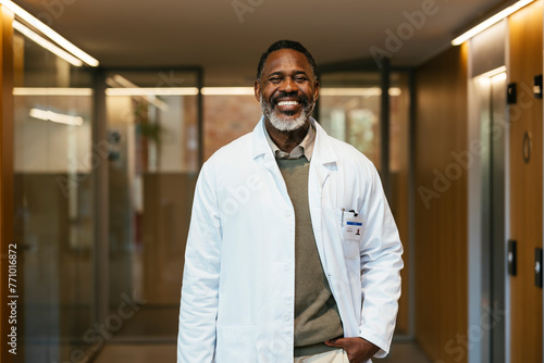 Portrait of confident male doctor in hospital photo