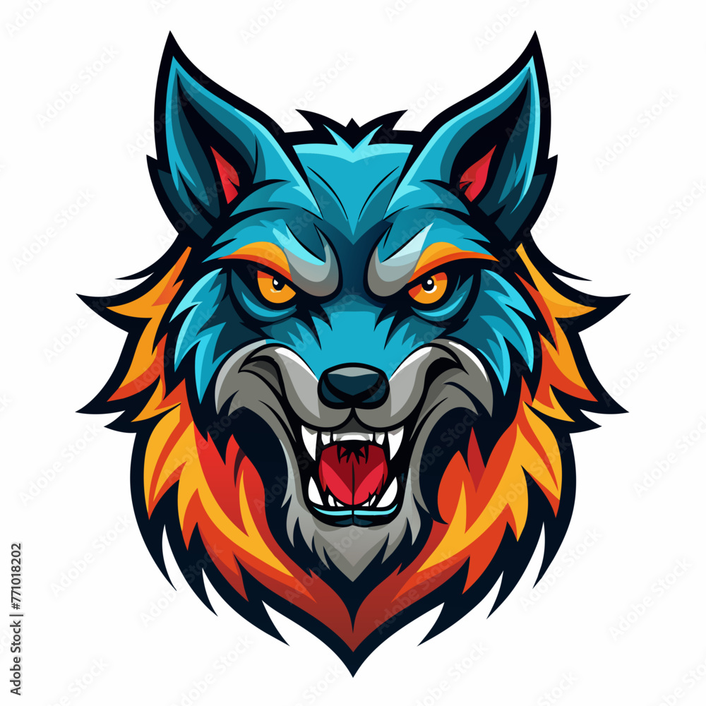 Fototapeta premium head, animal, vector, wolf, tattoo, tiger, lion, wild, 