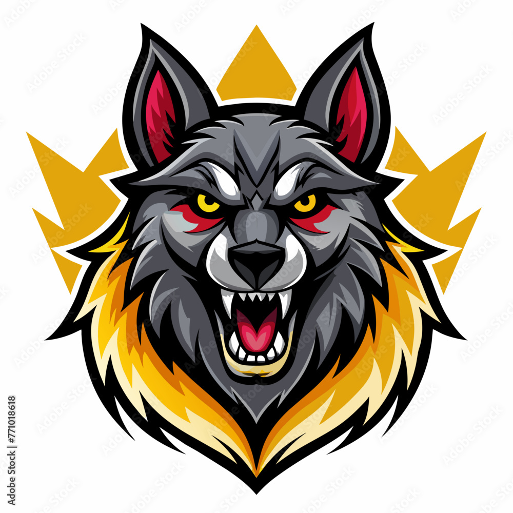 Obraz premium head, animal, vector, wolf, tattoo, tiger, lion, wild, illustration, dog, cartoon
