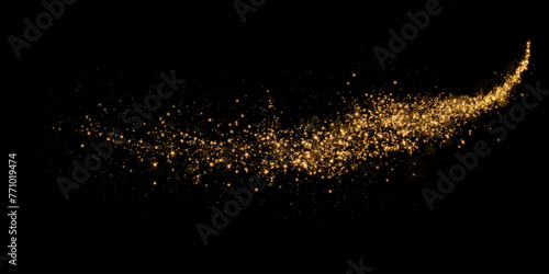 Sparks of dust and golden stars shine with special light. Vector sparks on transparent dark background. Christmas light effect. Sparkling magic dust particles. 