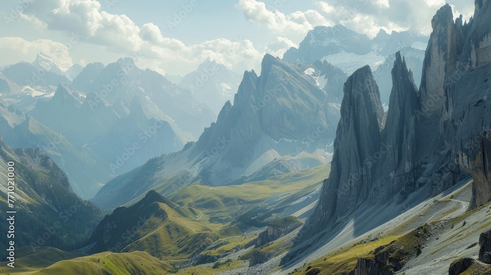 view of the mountains taken from above.AI generated image - obrazy, fototapety, plakaty 