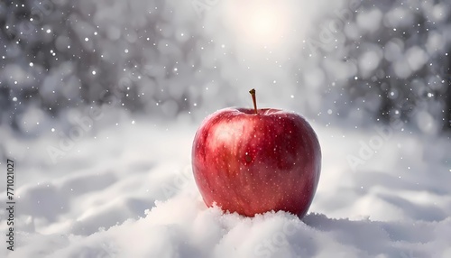 red apple in snow
