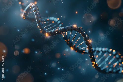 DNA strand on scientific background. Generative AI