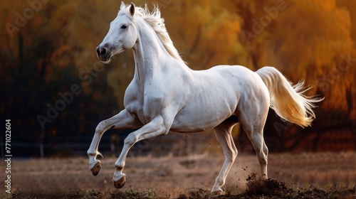 photo of a white horse running .AI generated image