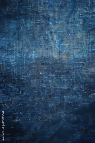 Stylized Gongbi Text on Linen Fabric Against Blue Background Generative AI photo