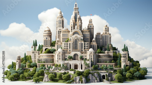 Captivated by the intricate details of this D castle model, standing tall on a hill, as if guarding the secrets of a bygone era. A masterpiece of virtual architecture!