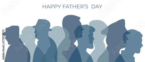 Father's Day card.Vector illustration with silhouettes of men.