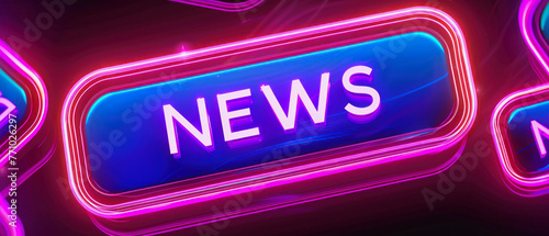 illustration with the word NEWS on a blue pink 3d button photo