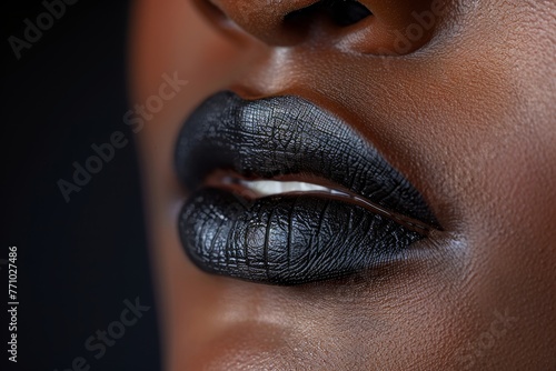 Close-Up of a Woman with Gothic Black Lip Style Generative AI