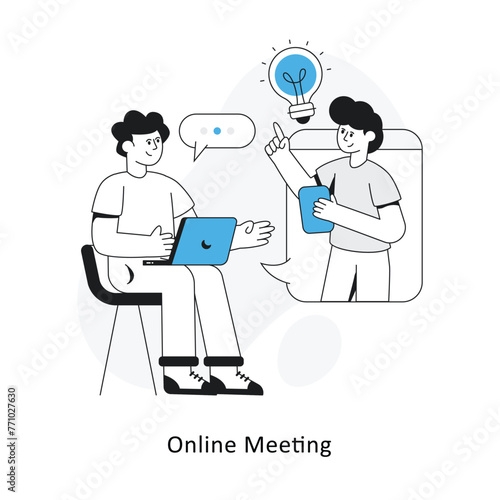 Online Meeting Flat Style Design Vector illustration. Stock illustration