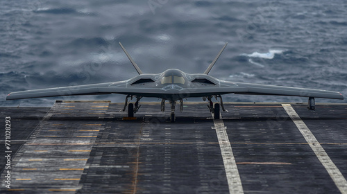 Prototipo de avión de combate en vuelo. photo