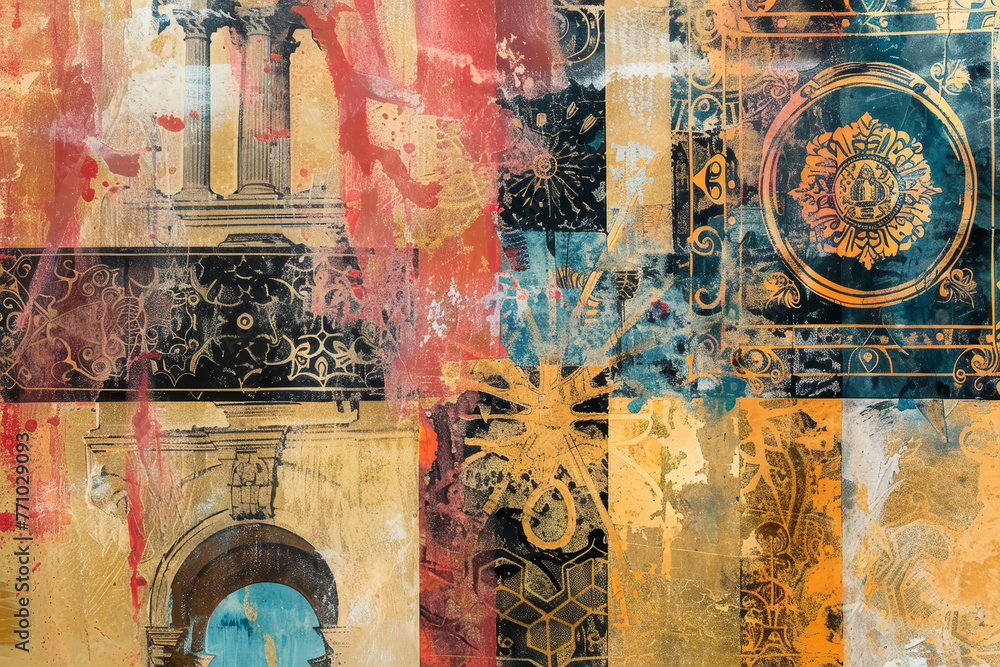 A close-up of an abstract background inspired by the rich history and culture of Spain.