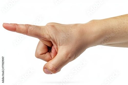 Hand with Index Finger Pointing to the Side - Isolated on White Background Generative AI photo