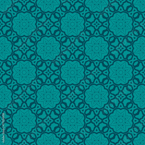 Vintage seamless pattern. Ornamental antique style, floral background. blue ornament