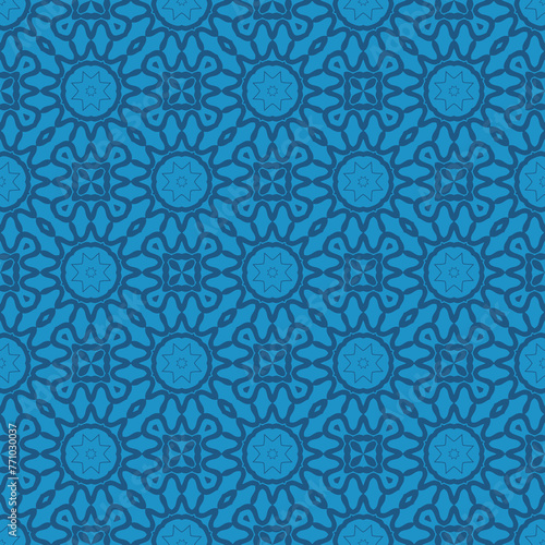 Vintage seamless pattern. Ornamental antique style, floral background. blue ornament