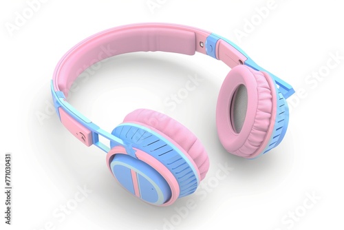 Pink and blue headphones on white background - a stylish audio gadget