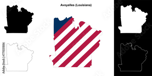 Avoyelles parish (Louisiana) outline map set