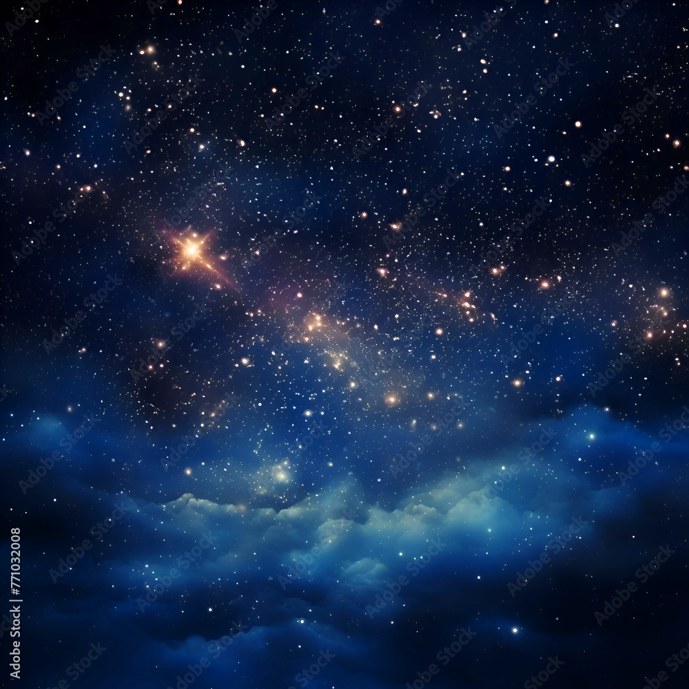 Night sky with stars and nebula as background. 3D rendering