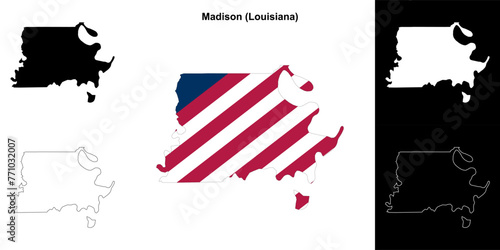 Madison parish (Louisiana) outline map set