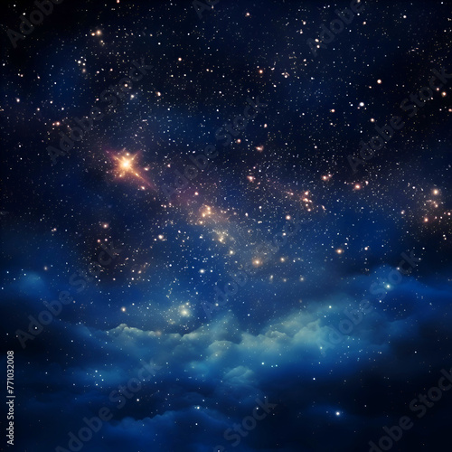 Night sky with stars and nebula as background. 3D rendering