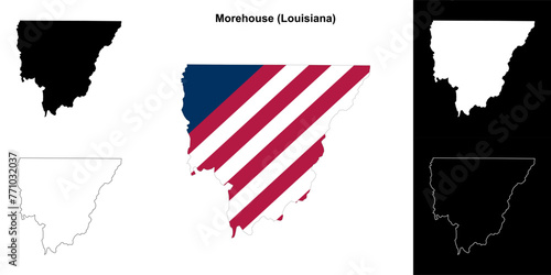 Morehouse parish (Louisiana) outline map set photo