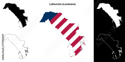 Lafourche parish (Louisiana) outline map set photo