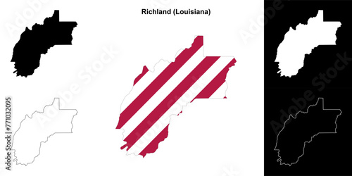 Richland parish (Louisiana) outline map set