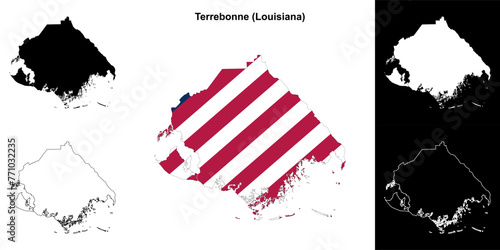 Terrebonne parish (Louisiana) outline map set