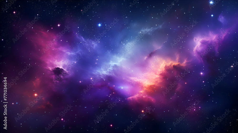 Illustration of an abstract space background with stars and nebula.