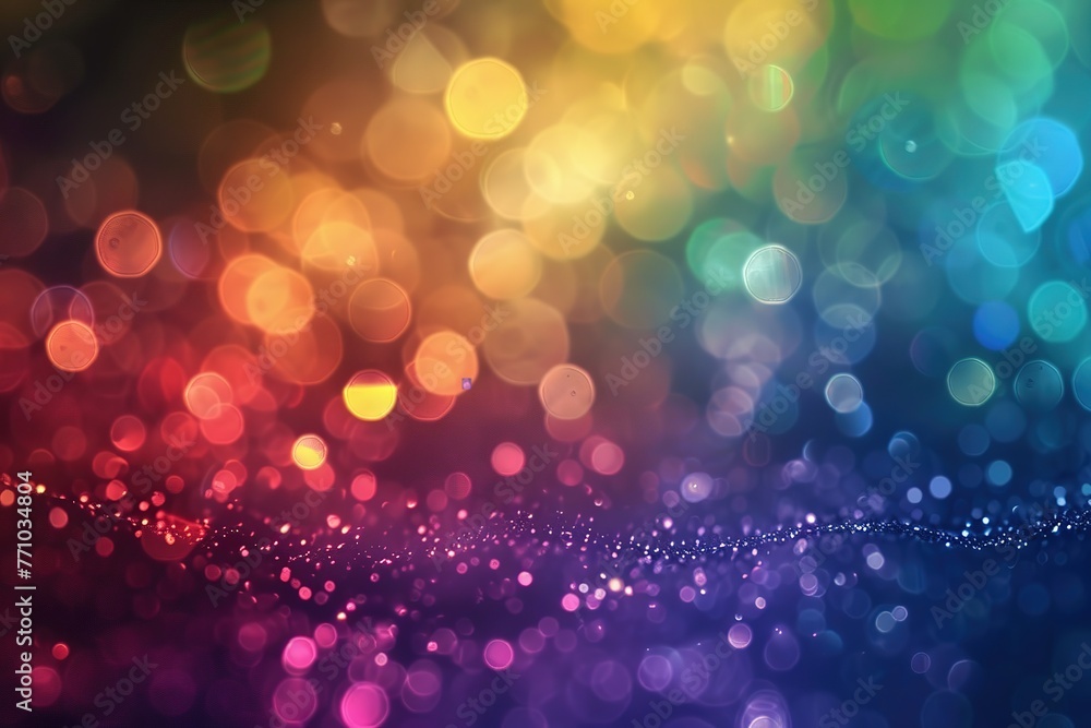 Abstract multicolor background with defocused lights and stars, Ai Generated