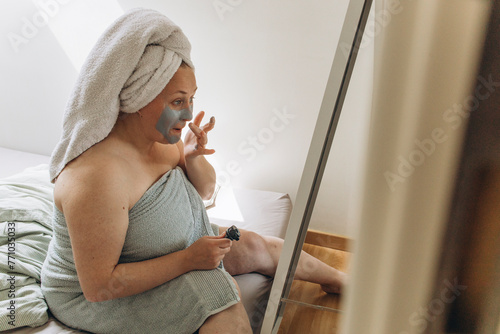 Woman morning beauty routine  photo