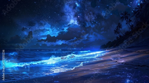 Night Sky Over Ocean , outdoors