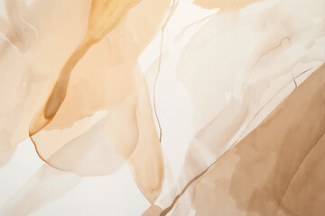 Watercolor beige abstract background with soft shapes, elegant fluid art in the style of light brown and white tones, flowing lines, neutral color palette, smooth gradient, detailed texture.