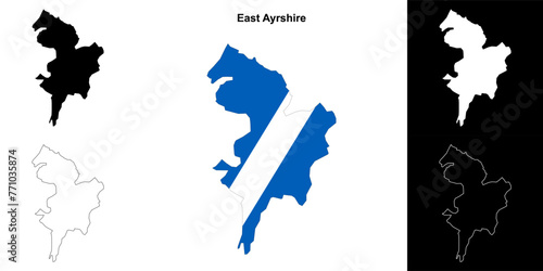 East Ayrshire blank outline map set photo