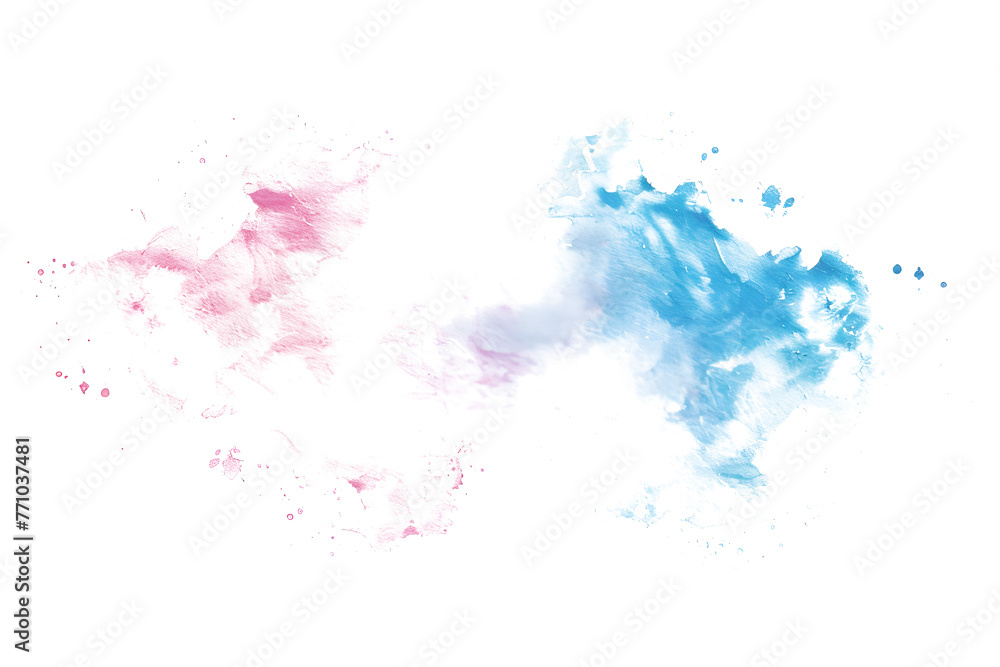 Pastel pink and blue blended watercolor paint on white background.