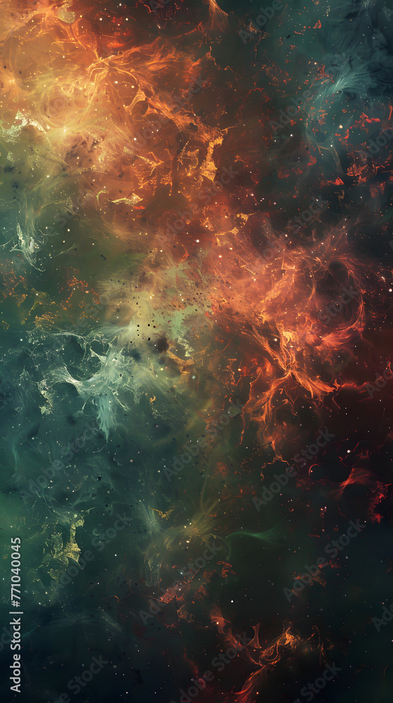 This stunning image depicts an abstract interpretation of a fiery nebula exploding in a turbulent deep space scene This stunning image depicts an abstract interpretation of a fiery nebula exploding in a turbulent deep space scene