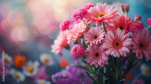 Bouquet of pink daisies and gerbera flowers © Виктория Дутко