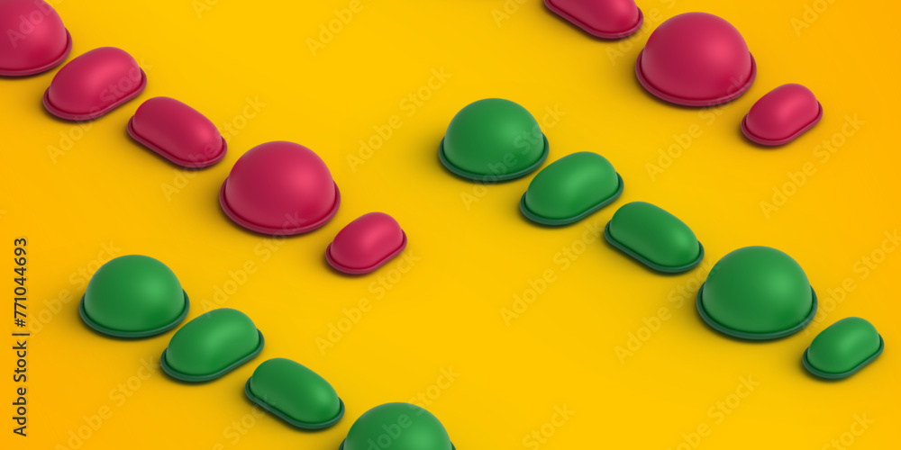 Colorful Capsules on Yellow Background