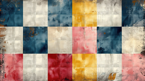 Vintage checkerboard background with scuffs and divorces photo