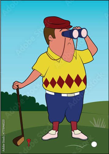 A golfer views his recent shot.