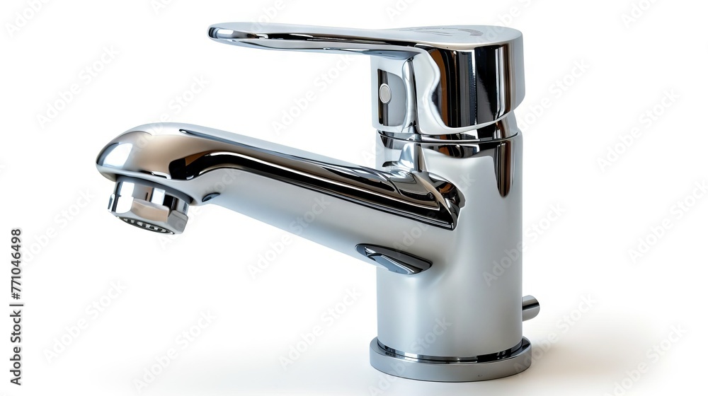 Modern sleek faucet design in a minimalist setting. Water tap with elegant curves. White background. Concept of contemporary kitchen, clean design, functional simplicity, and modern home fixtures. Modern sleek faucet design in a minimalist setting. Water tap with elegant curves. White background. Concept of contemporary kitchen, clean design, functional simplicity, and modern home fixtures.